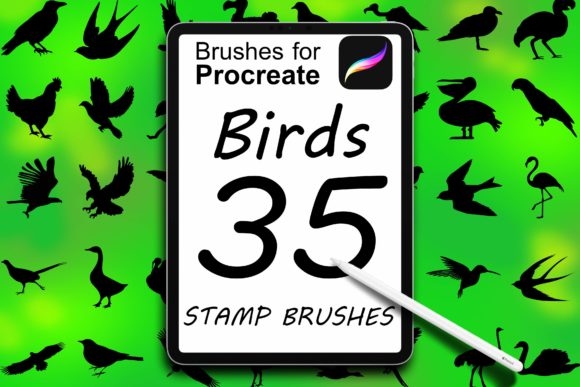 35 Bird Brush Silhouettes for Procreate