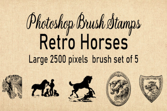 Bringing Vintage Charm to Digital Art with Retro Horses Photoshop Brush Set Stamps