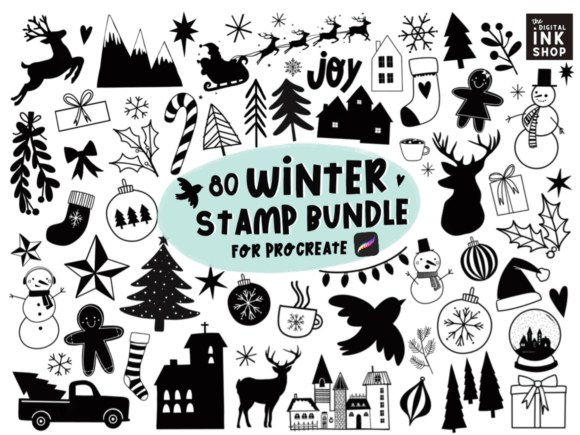 Enhancing Digital Holiday Art with 100 Holiday Procreate Stamps