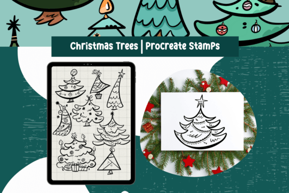 Enhancing Digital Holiday Designs with Procreate Stamps Christmas Trees
