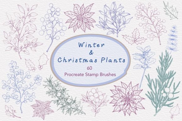 Enhancing Digital Holiday Designs with Winter Christmas Plants Procreate Brushes