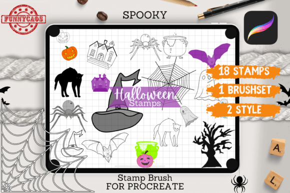 Halloween Procreate Brush Stamp: Elevate Your Digital Art with Spooky Stamps