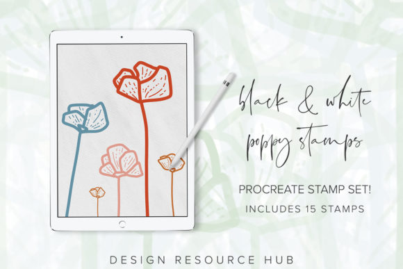 Mastering Minimalist Botanicals with Black White Poppies Procreate Stamps