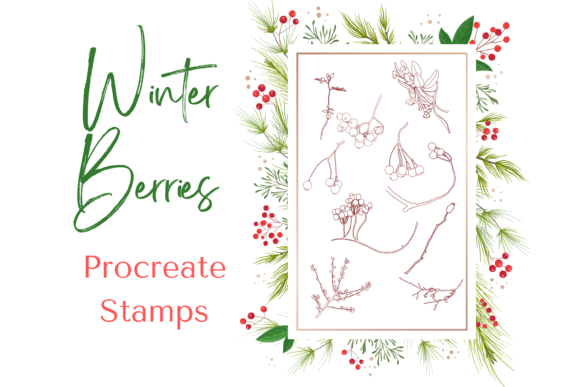 Procreate Winter Berries Stamps: 10 Digital Brushes