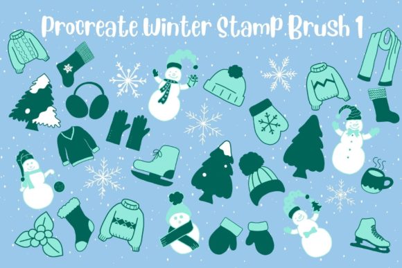 Procreate Winter Stamp Brush Set 1 Guide