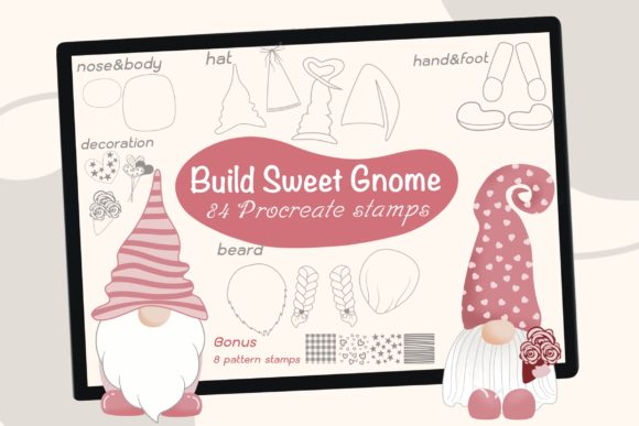 Streamline Your Digital Art with 84 Build Sweet Gnomes Procreate Stamps