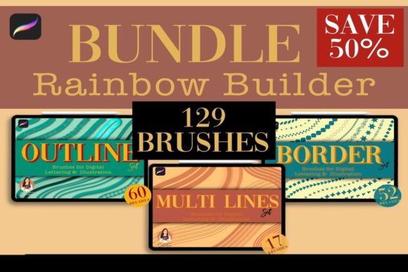 Streamline Your Digital Art Workflow with the Rainbow Builder Procreate Bundle 129