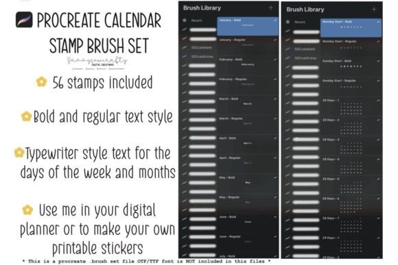 Streamline Your Digital Planning with the Procreate Calendar Brush Stamp Set